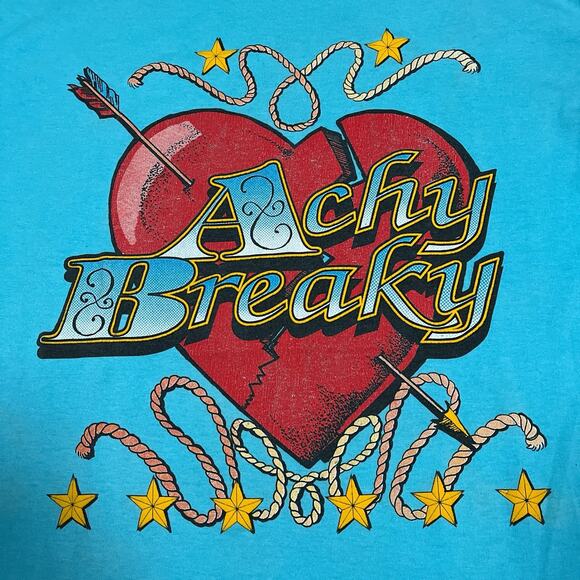 Vintage Achy Breaky Heart XL T-Shirt Single Stitch Blue 90s Billy Ray Cyrus USA - Picture 2 of 11
